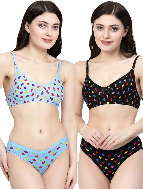 pack of 2 printed bra and panty set - 21104144 - Very Small Image - 1