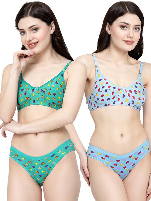 pack of 2 printed bra and panty set - 21104147 - Very Small Image - 1