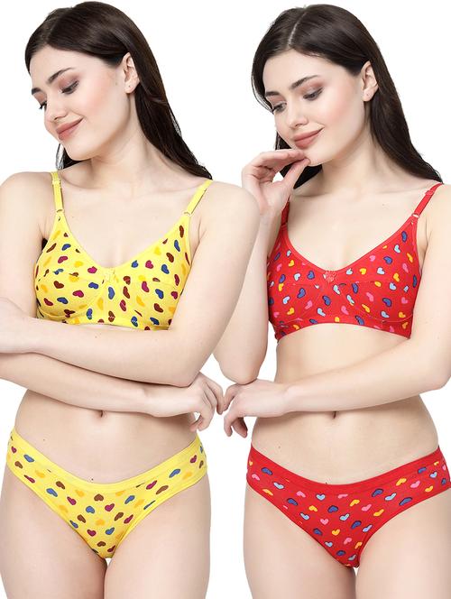 pack of 2 printed bra and panty set - 21104156 - Very Small Image - 1