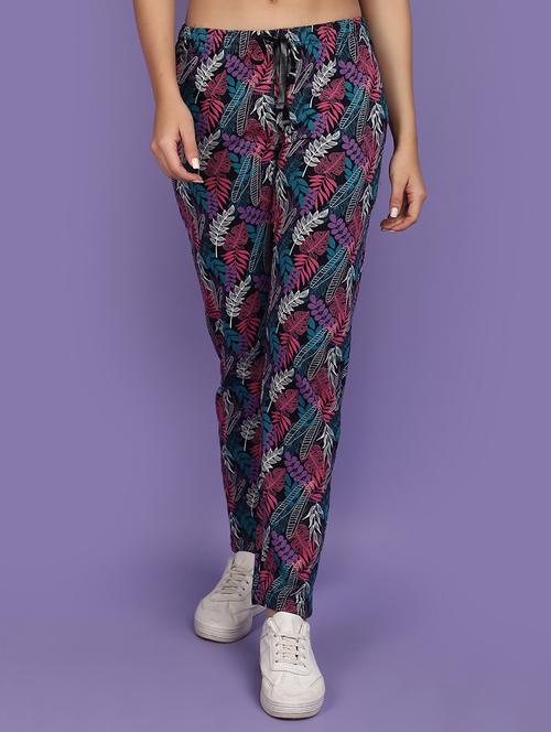 women printed mid rise track pant - 21104183 - Very Small Image - 1