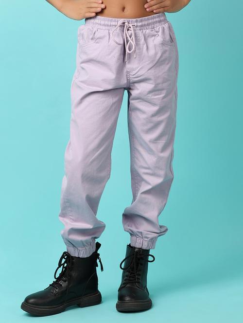 girls lavender cotton jogger trouser - 21104327 - Very Small Image - 1