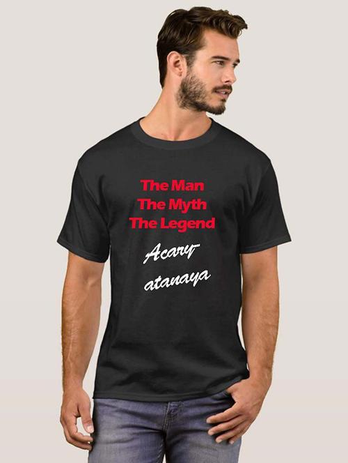 black cotton blend front print tshirt - 21113156 - Very Small Image - 1