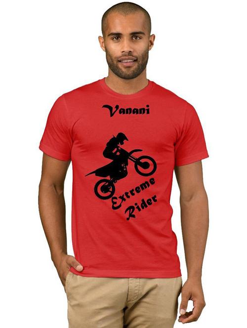 red cotton blend front print tshirt - 21127761 - Very Small Image - 1