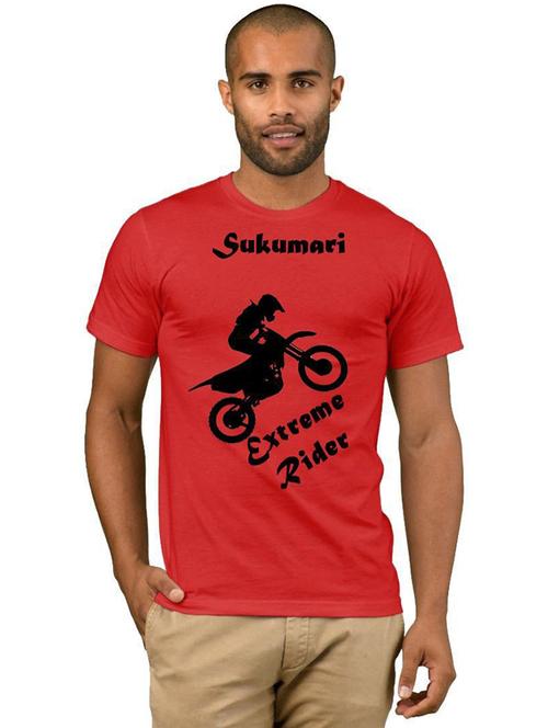 red cotton blend front print tshirt - 21127928 - Very Small Image - 1