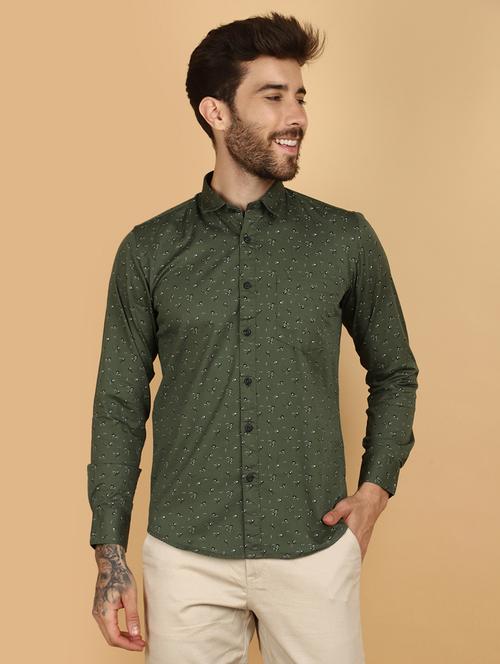 green cotton casual shirt - 21128482 - Very Small Image - 1