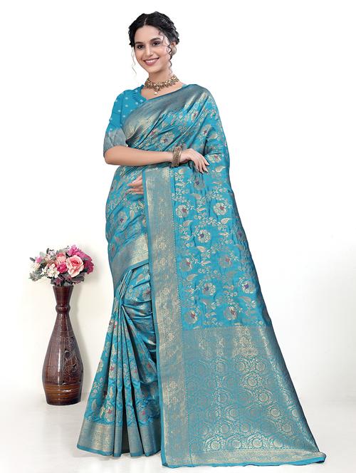 women self design banarasi saree with blouse - 21128885 - Very Small Image - 1