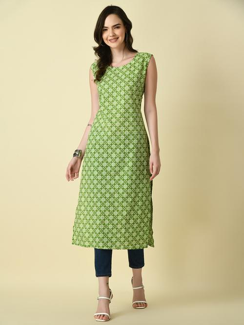 women green printed viscose kurta - 21129003 - Very Small Image - 1