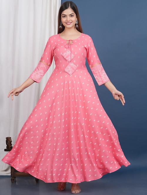 women pink floral printed detailed dress - 21129008 - Very Small Image - 1