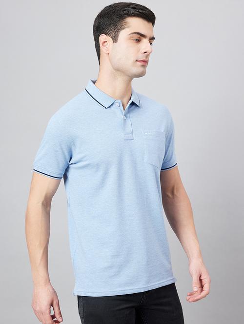 light blue cotton solid  t-shirt - 21129044 - Very Small Image - 1
