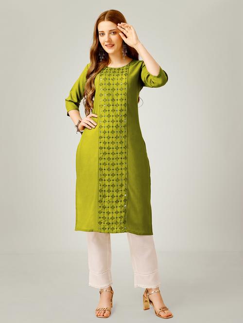 women three quarter sleeve kurta pant set - 21129399 - Very Small Image - 1