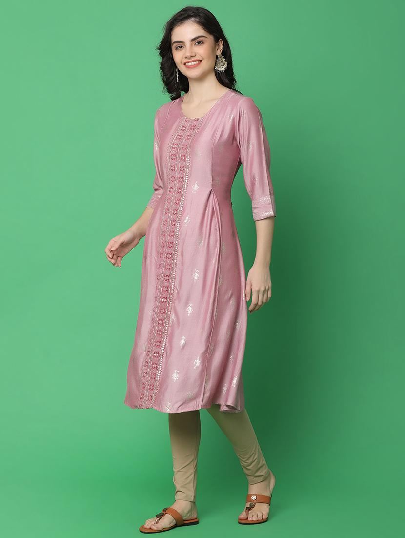 women three quarter sleeve straight kurta - 21131217 - Standard Image - 2