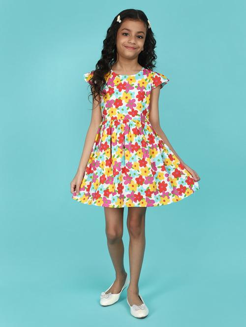 women white florals printed frocks - 21131223 - Very Small Image - 1