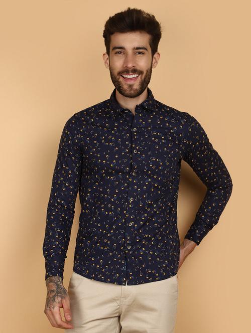 navy blue cotton casual shirt - 21131291 - Very Small Image - 1