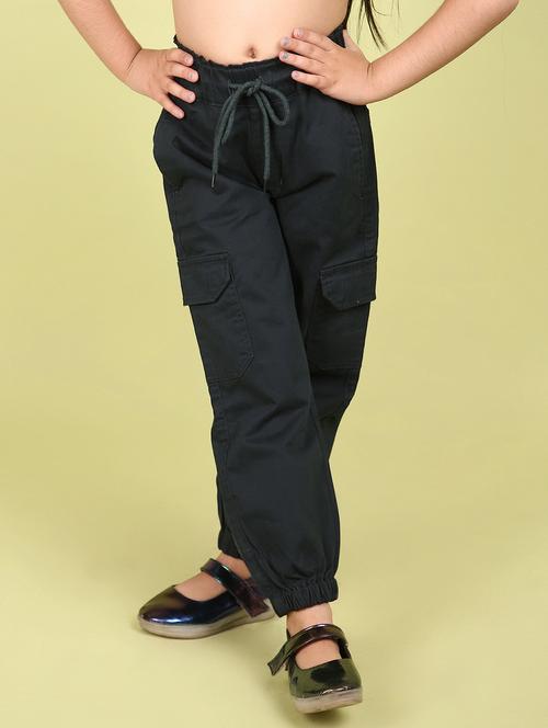 girls solid mid rise jogger trouser - 21131312 - Very Small Image - 1