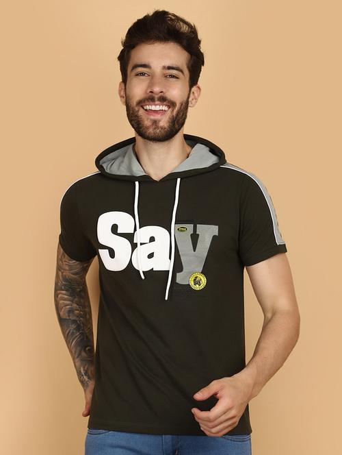 green cotton chest print t-shirt - 21132595 - Very Small Image - 1