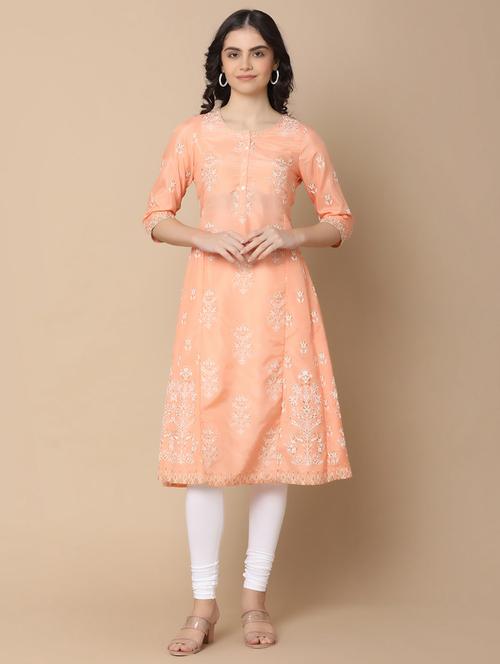 women three quarter sleeve a-line kurta - 21132603 - Very Small Image - 1