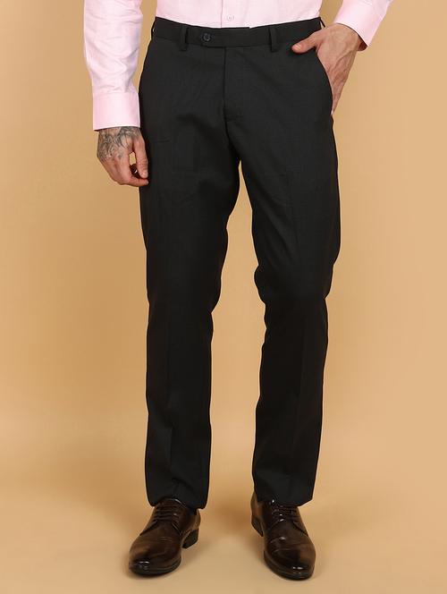 men mid rise cotton flat front formal trouser - 21132625 - Very Small Image - 1