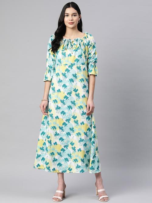 white printed a-line dress - 21134456 - Very Small Image - 1