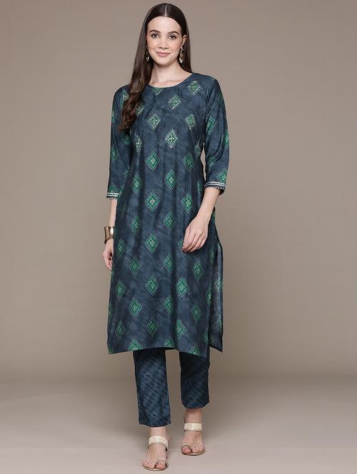 women printed kurta pant set - 21135988 - Very Small Image - 1