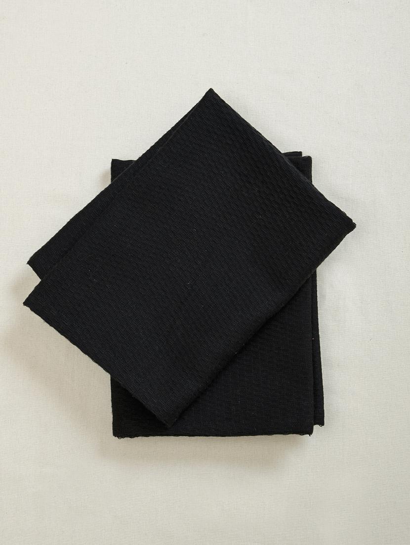 ratan cart black waffel 23x15 inch hand towel set of 2 - 21136812 - Standard Image - 2
