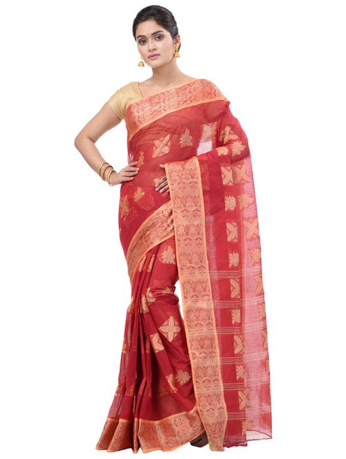 women self design cotton tant saree - 21137373 - Very Small Image - 1
