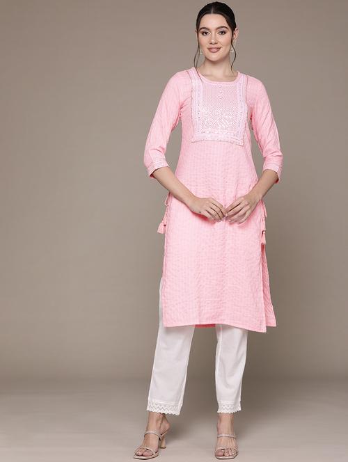 women three quarter sleeve straight kurta - 21137893 - Very Small Image - 1
