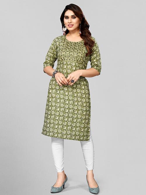 women three quarter sleeve straight kurta - 21139242 - Very Small Image - 1