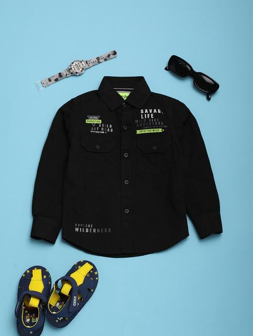 boys black cotton shirt - 21139495 - Very Small Image - 1