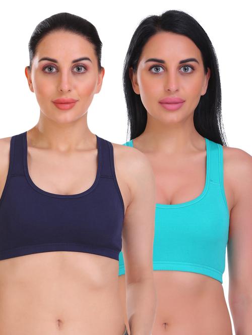 women solid set of 2 sports bra - 21140968 - Very Small Image - 1