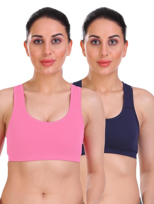 women solid set of 2 sports bra - 21140988 - Very Small Image - 1