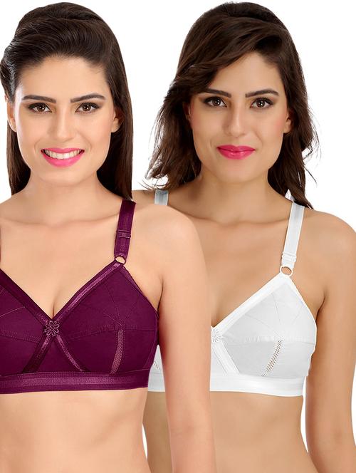 women multicolored solid set of 2 minimizer bra - 21141092 - Very Small Image - 1