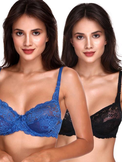 women pack of 2 self-designed regular bra - 21142133 - Very Small Image - 1