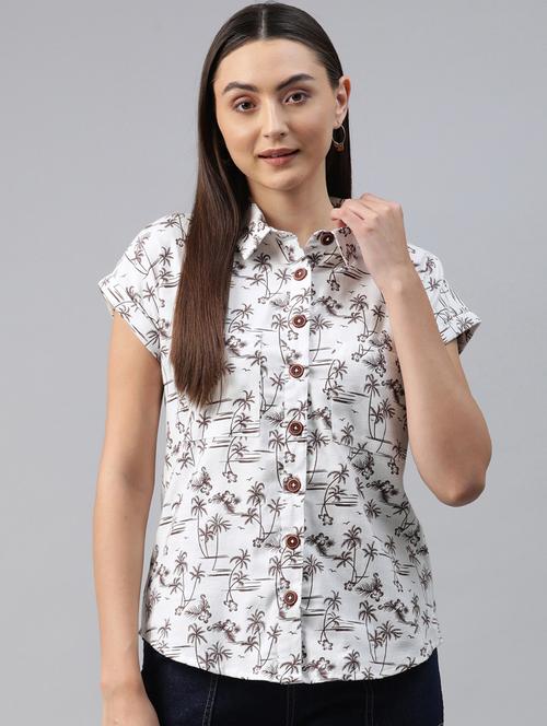 white floral printed shirt style top - 21142517 - Very Small Image - 1