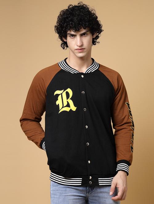 men color block long sleeve varsity jacket - 21143622 - Very Small Image - 1