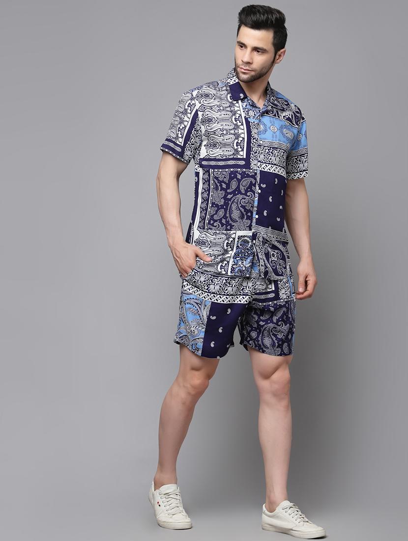 men blue rayon co-ord set - 21143643 - Zoom Image - 2