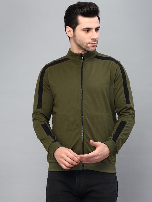 olive green fleece casual jacket - 21143682 - Very Small Image - 1
