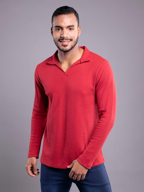 men red regular fit plain polo t-shirt - 21143777 - Very Small Image - 1
