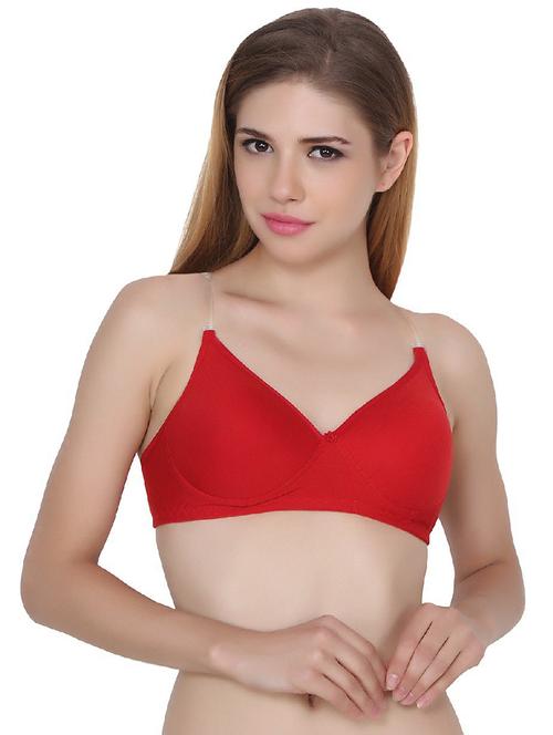 solid red cotton blend regular bra - 21145125 - Very Small Image - 1