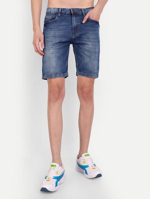 solid blue denim shorts - 21145247 - Very Small Image - 1
