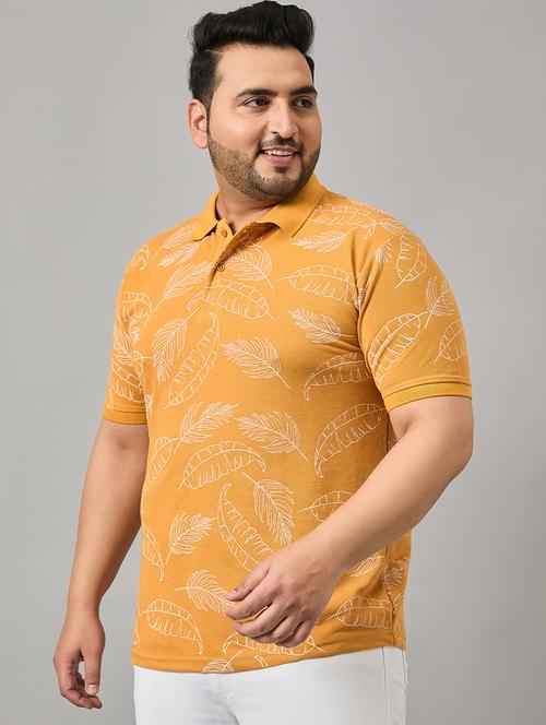 gold printed plus size polo t-shirt - 21145420 - Very Small Image - 1