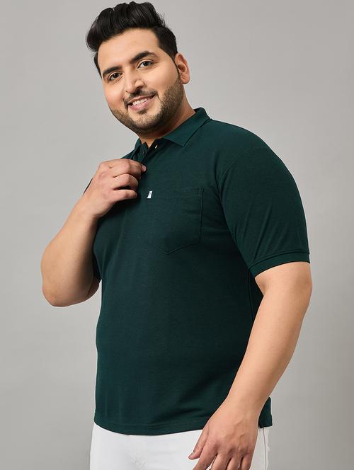 solid green plus size polo t-shirt - 21145424 - Very Small Image - 1