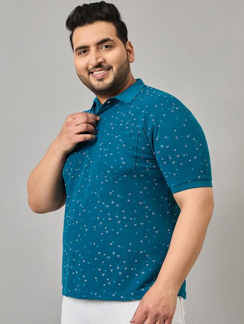 men plus size polo neck printed t-shirt - 21145438 - Very Small Image - 1