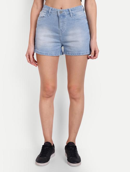 solid light blue denim shorts - 21145467 - Very Small Image - 1