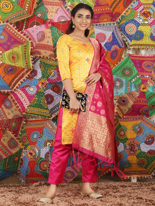 women self design unstitched suit set - 21147404 - Very Small Image - 1