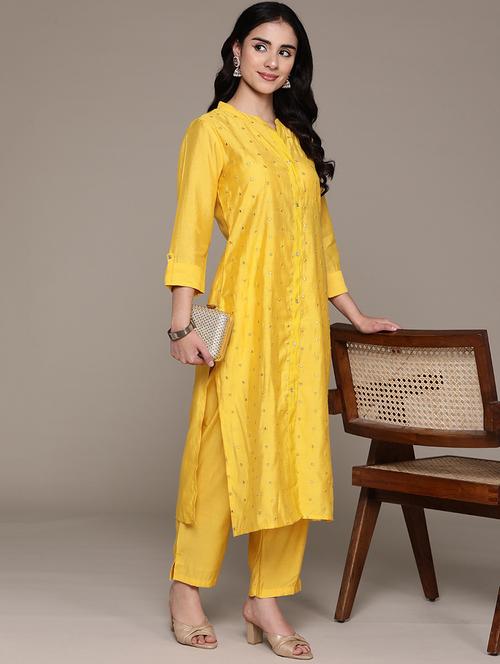 women three quarter sleeve kurta pant set - 21150569 - Very Small Image - 1