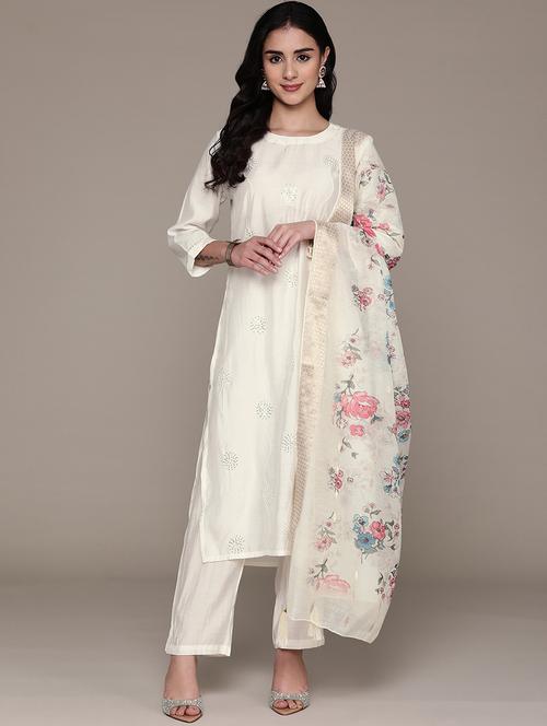 women three quarter sleeve kurta pant with dupatta set - 21150575 - Very Small Image - 1