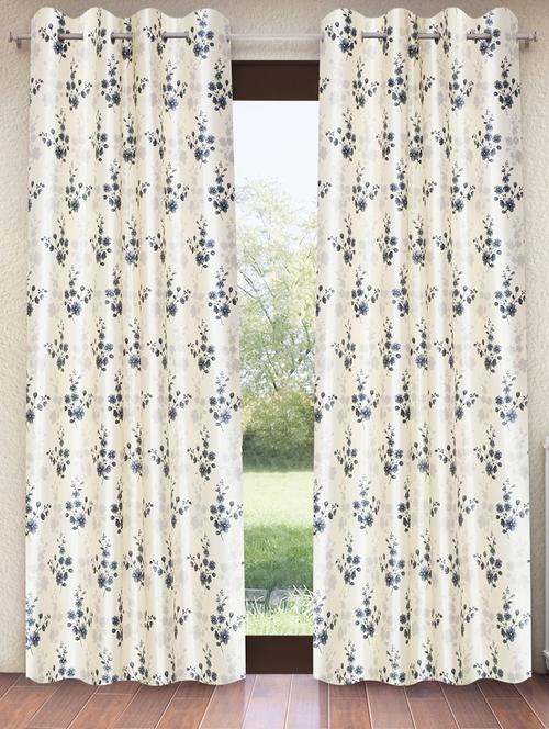 Grey 2 Pieces Bloom Burst Eyelet Polyester Window Curtains - 21150595 - Very Small Image - 1