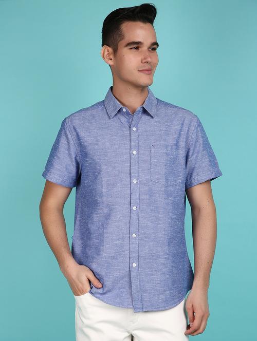 blue cotton casual shirt - 21151246 - Very Small Image - 1