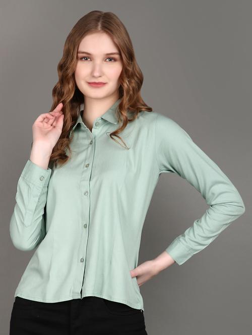 women green rayon regular shirt - 21151694 - Very Small Image - 1