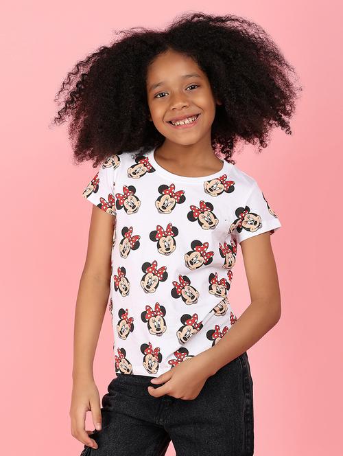 girls white printed regular tee - 21151775 - Very Small Image - 1